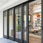 White Commercial Aluminum Sliding Doors Office Three Track Corner