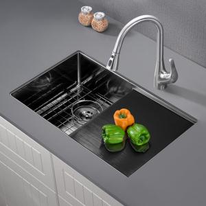 China 18 Gauge Undermount Sink 304 Stainless Steel Kitchen Sink with Drain Board on sale