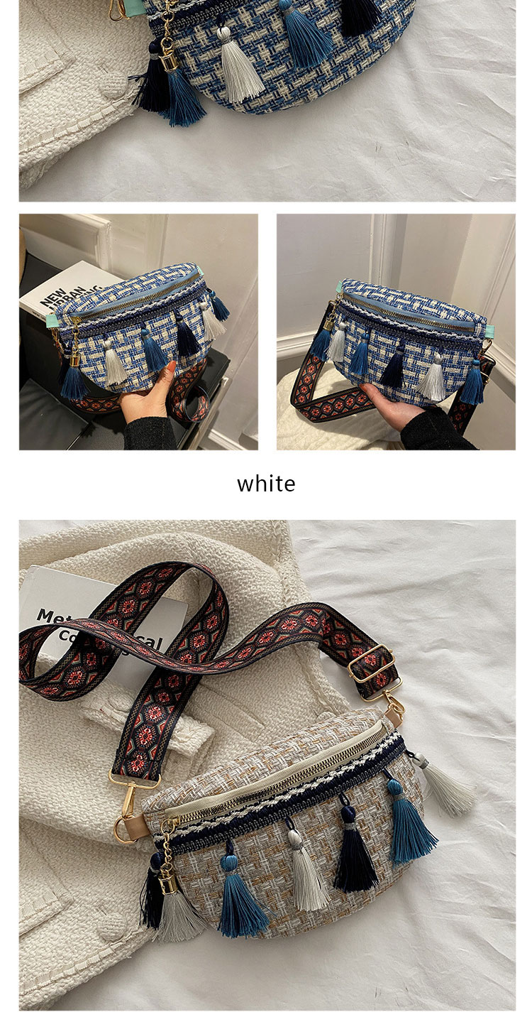 Tassel Decor Adjustable Strap Waist Bags Plaid Pattern Waterproof Cycling Bum Bag OEM