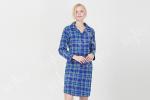 Checked Style Women'S Button Up Nightshirt Dress With Piping And Satin Fabric