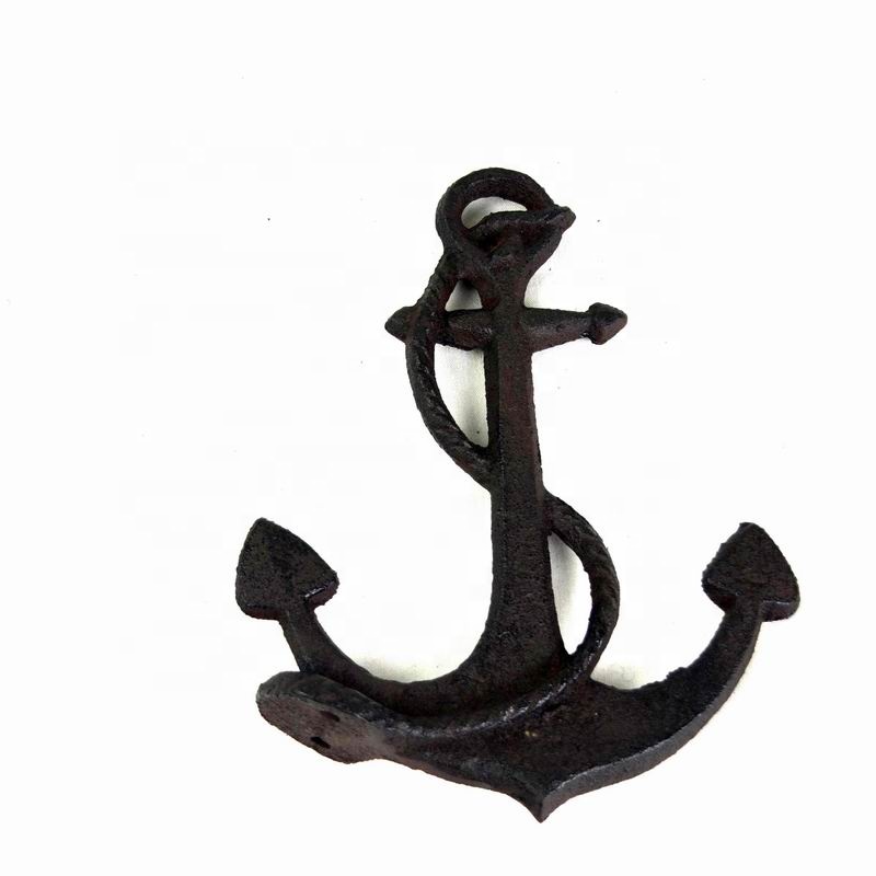 Decorative Anchor Shape Black Iron Coat Hooks Cast Iron Crafts