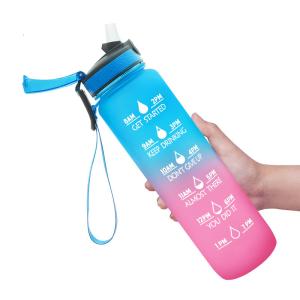 Wholesale Sublimation Tritan Plastic Motivational Water Bottle With Silicone Straw Unisex from china suppliers