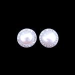 Custom Made 925 Sterling Silver Pearl Earrings Heart Shape White Gold Plated