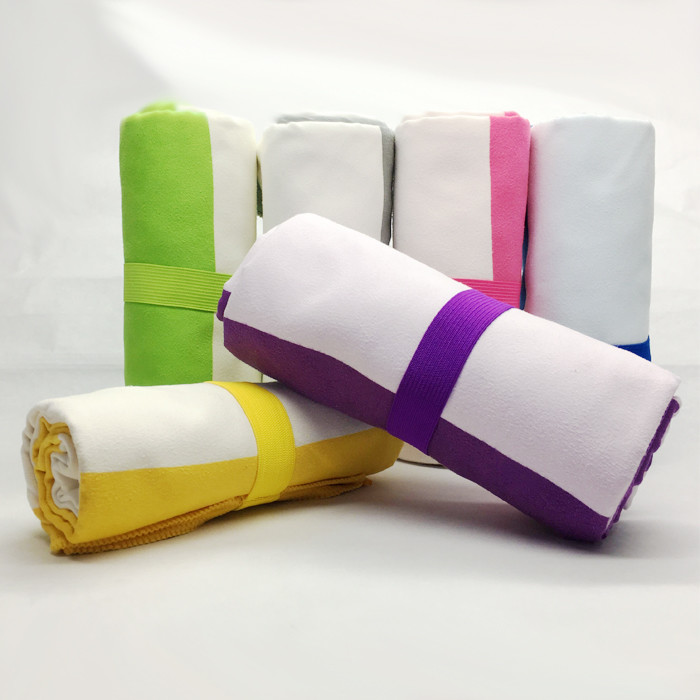 Thin Recycled Microfiber Suede Towel Striped Beach Towel Summer Quick Dry