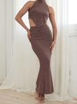 Autumn Winter Girls' Dresses Knitted Halter Slim Sleeveless Street Slim Suit