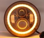 70W Motorcycle Angel Eyes Headlamp LED Headlight With High/Low Beam for Jeep