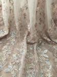 36 Inch Pearl Beaded Embroidery Lace Fabric By Yard For Haute Couture Wedding
