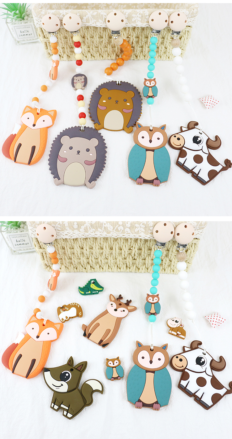 Small Silicone Animal Beads , Silicone Beads Baby Teether For Necklace Chains Bracelet