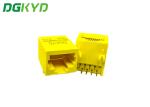DGKYD56211118IWB1DY1022 Full Plastic PBT Yellow RJ45 Connector DIP PCB Mount