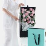 Custom Logo Rectangle Florist Display Cardboard Paper Rose Packaging Boxes Fancy