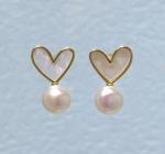 Natural Pearl Shell Chokers Necklace Heart Shape 925 Sterling Silver Necklace