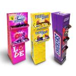 creative eye-catching POP display tower double sides floor display shelf rack