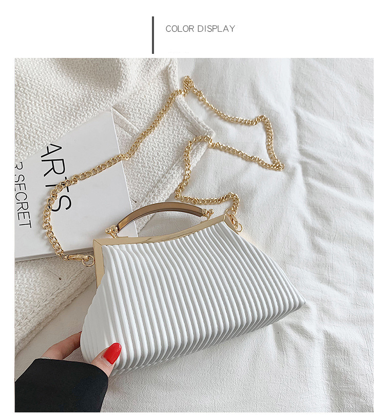 2023 Women's Shoulder Bag Simple Clip Handbag with Chain Strap and PU Leather Material