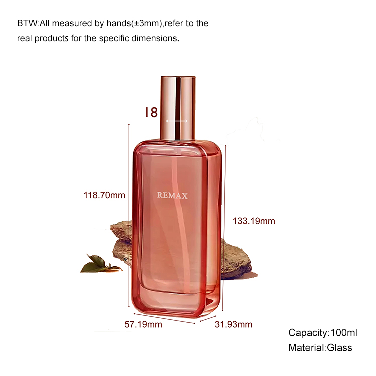 100ml pink glass lotion bottle