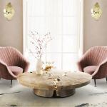 3ft 4ft Black White Round Natural Stone Top Coffee Tables For Kitchen Crack