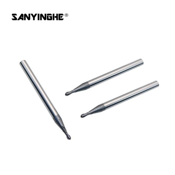 HRC65 CNC Solid Carbide End Mills 0.2mm Ballnose Square End Mills Micro Cutting