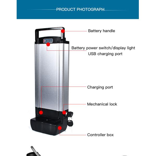 Portable 48v Battery Pack For Ebike Rear Rack Battery Rear Mounted Lithium Battery