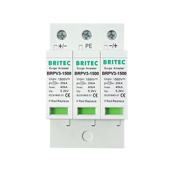 BRPV3-1500 Type 2 Surge Arrester Solar System Protection 1500V DC PV Surge Protector Spd