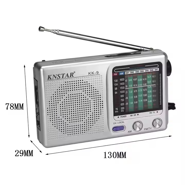 Wooden Portable Radio Player FM/MW/SW 3 Band and Built-In Speaker for Coffee Shops