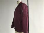 Menswear Zip Through Burgundy Polyester Bomber Puffer Jacket With Rib Detail