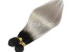 Natural Silver Grey Ombre Human Hair Extensions Straight Brazilian Virgin Hair