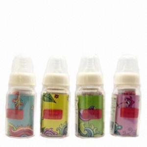 Wholesale magic cute Baby Glass Feeding Bottle with Plastic Packaging and 120mL 4OZ from china suppliers