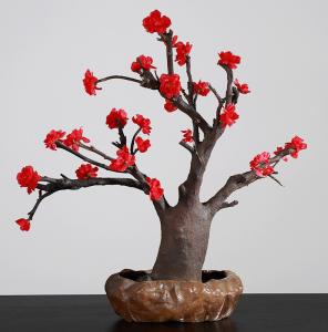 Wholesale Wedding Home Decor Red Artificial Potted Floor Plants Plum Blossom Silk Flower from china suppliers