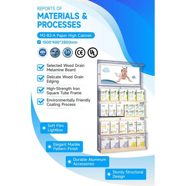 M2-B2-A Supermarket Baby Goods Section Display Cabinet with Neutral Light LED Strips and Soft Film Light Box