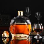 Round Nordic Glass Liquor Bottle with Wooden Lid and Bonus Natural Cork Bottle
