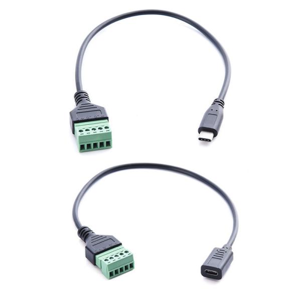 Type-C 3.1 USB Female Male Jack To 5-pin Screw Terminals Adapter Expansion Cable