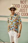 52% Linen Summer Button Up Shirts Mens Short Sleeve Hawaiian Casual Floral