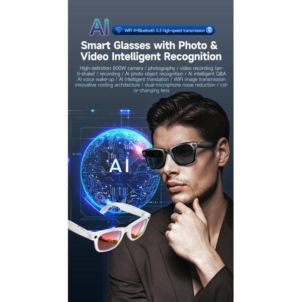 Smart Audio Glasses Wireless Calls Earphones Voice Assistant Sunglasses