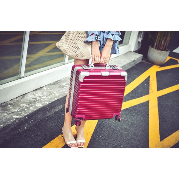18 inch Multifunctional Trolley Suitcase with Password 17 Business Aluminum Frame for Men and Women