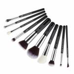 Handcrafted 14.2cm 17.5cm Natural Makeup Brushes Set Glossy Aluminum Ferrule