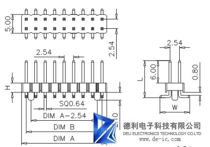 2.54MM Male Pin Header Connector , Vertical Through Hole PCB Pin Header