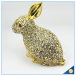 Handcraft Metal Rabbit Shape Trinket Box Full Of Rhinestone Lucky jewelry Box