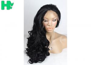China Long Black Color Curly Front Lace Wig , Full Lace Synthetic Wigs For Black Women on sale