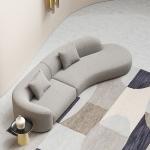 Rice White Hotel Lobby Curved Sofa Modern Interior Teddy Fabric Couch