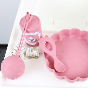 Wholesale Full Silicone Straw Cover In 3D Design Lightweight Silicone Baby tableware set from china suppliers