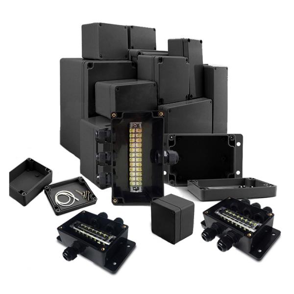 Black Outdoor Waterproof Cable Connector Junction Box With Terminals Electrical