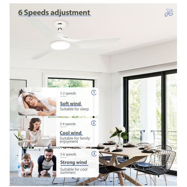 52 Inch Ceiling Fan with High-Speed DC Motor Optional LED Light Ideal for Residential and Commercial