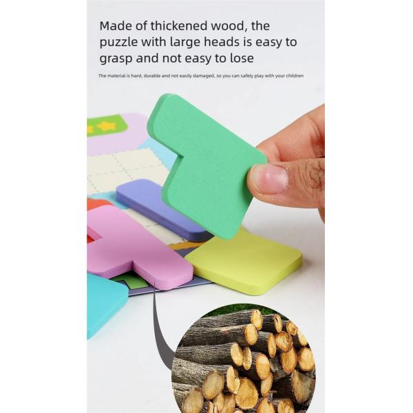 Montessori Wooden Thinking Block Puzzle Children Building Blocks Flat Board Baby Early Teaching Intelligence Toys for Toddler