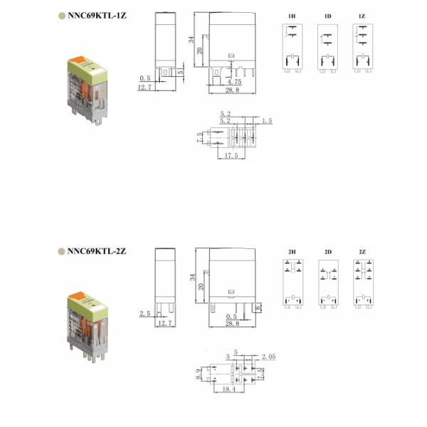 NNC Miniature Intermidiate Power Sealed Relay NNC69K ROHS Compliance Relay with LED Indicator and lockable test button