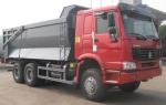 Howo A7 diesel tipper dump truck A7W cabin with 12R20 tires red color and heavy