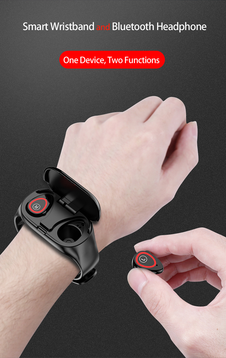 2 In 1 Smart Watch Dual Wireless Earbuds M1 IP65 Fitness Trackers Sport Bracelet Wristband
