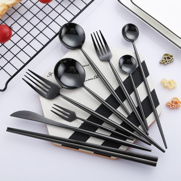 NEWTO Western Mirror Black color Stainless Steel Flatware Set Kitchen Cutlery
