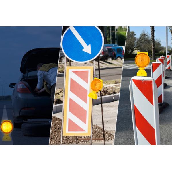 Waterproof Solar Industrial Warning Lights 2 Sided Over 1500m Visual Range 5.5 V 0.3W Solar Panel