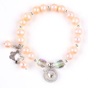 Wholesale 7mm Pink Pearl Stretch Bracelet With White Shell Accept Customization from china suppliers