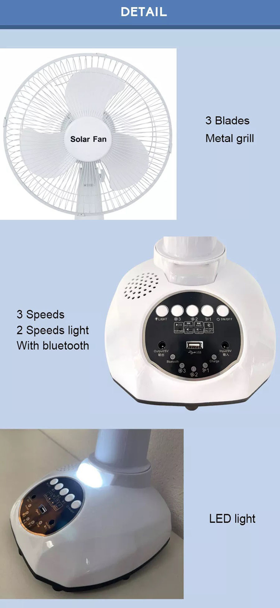12 Inch Solar Charging Table Electric Fan With Power Bank Function Portable Rechargeable