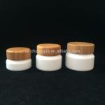 New products 15ml 30ml 50ml 100ml opal white cream glass jar with bamboo screw
